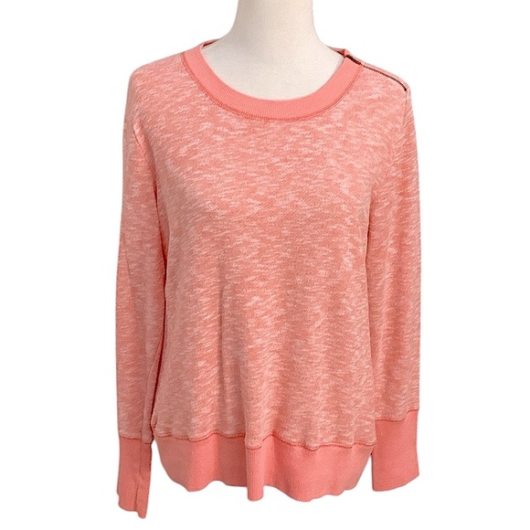 Merona lightweight heathered coral shoulder zip sweatshirt pullover - Picture 2 of 14